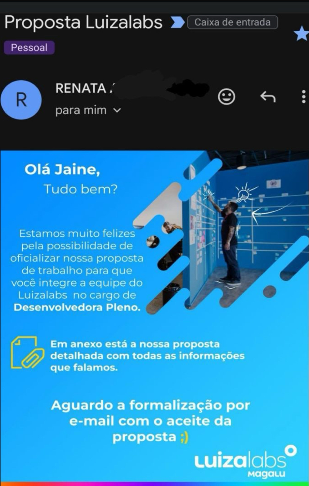 Depoimento de aluno enviado